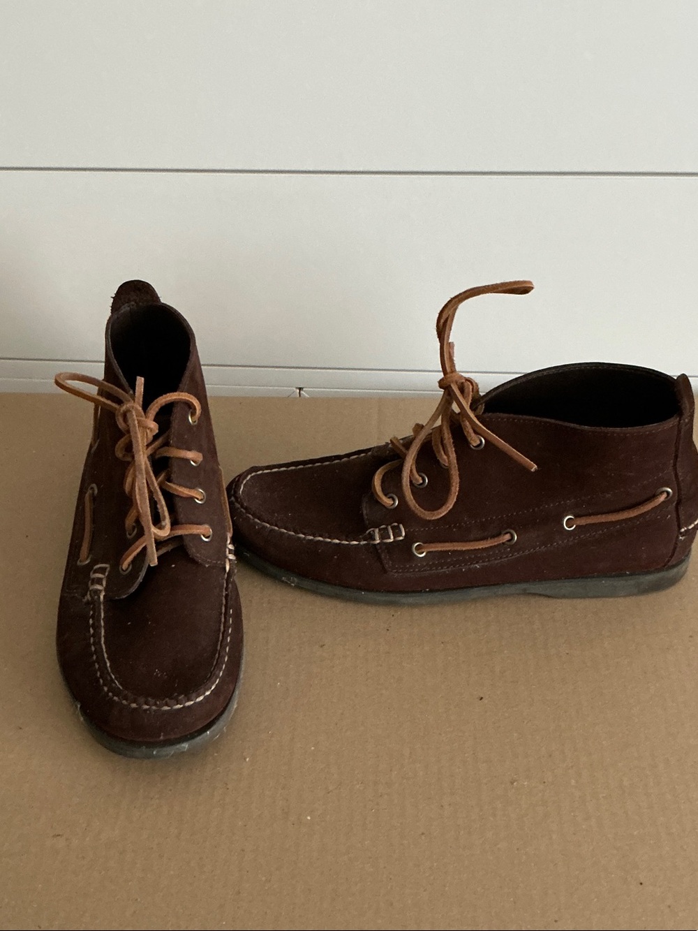 J Crew Brown Suede Moc Toe Lace-Up Shoes Men's Size 9